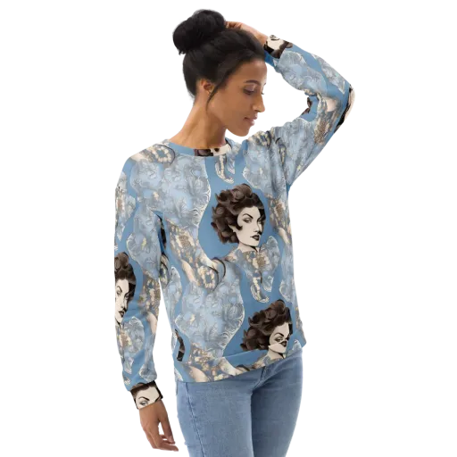 Blue Belle Botanica on a Sweatshirt