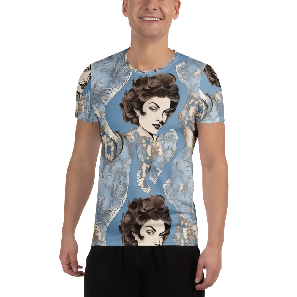 Blue Belle Botanica on Men's Athletic T-Shirt — Front