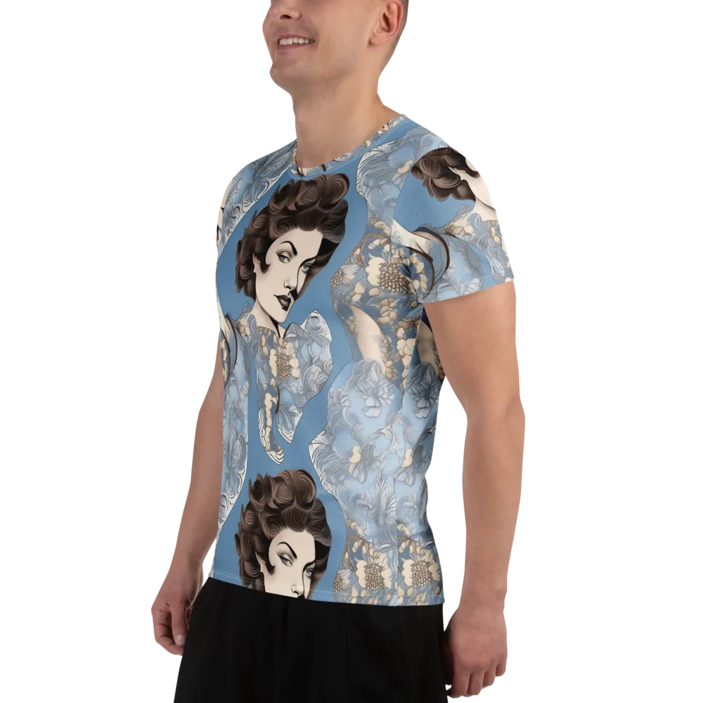 Blue Belle Botanica on Men's Athletic T-Shirt — Left