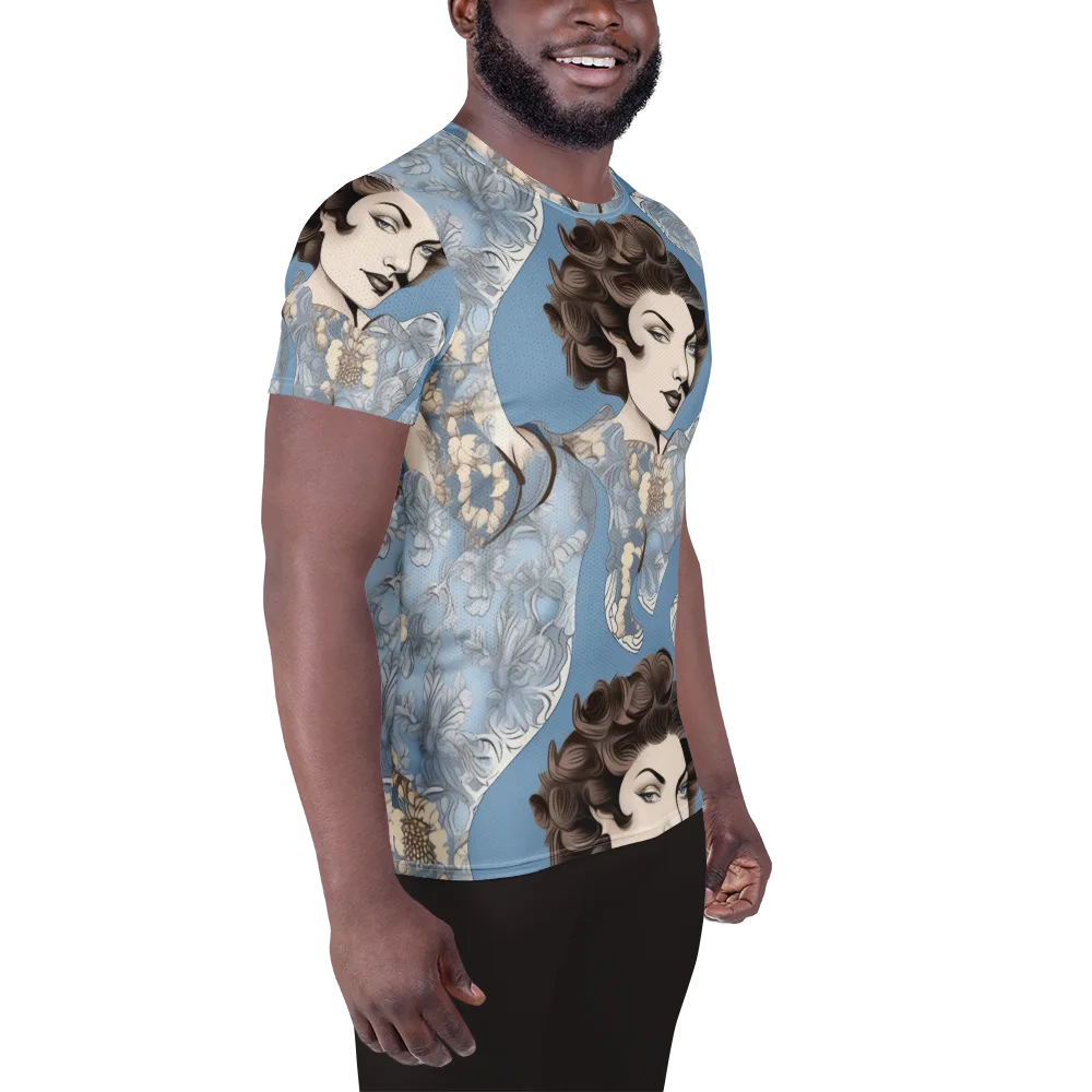 Blue Belle Botanica on Men's Athletic T-Shirt — Right