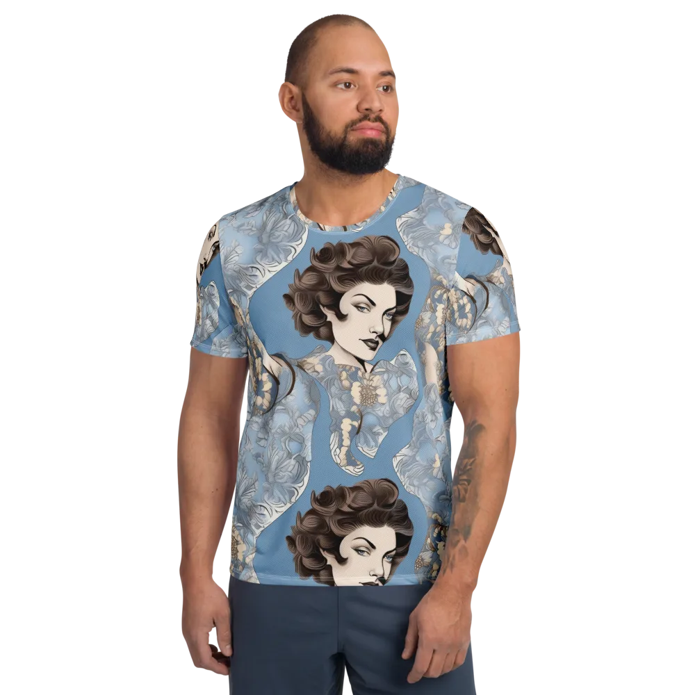 Blue Belle Botanica on Men's Athletic T-Shirt — Front