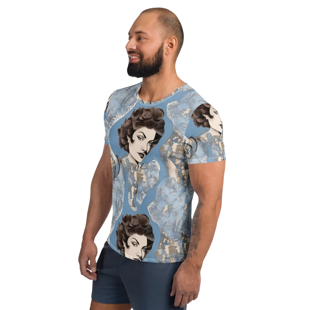 Blue Belle Botanica on Men's Athletic T-Shirt — Left
