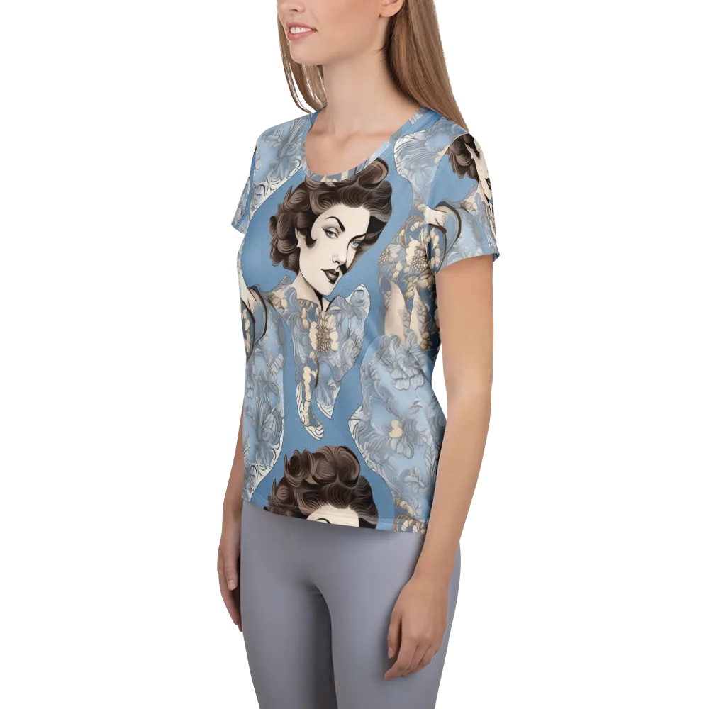 Blue Belle Botanica on Women's Athletic T-Shirt — Left