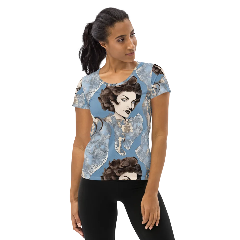 Blue Belle Botanica on Women's Athletic T-Shirt — Front