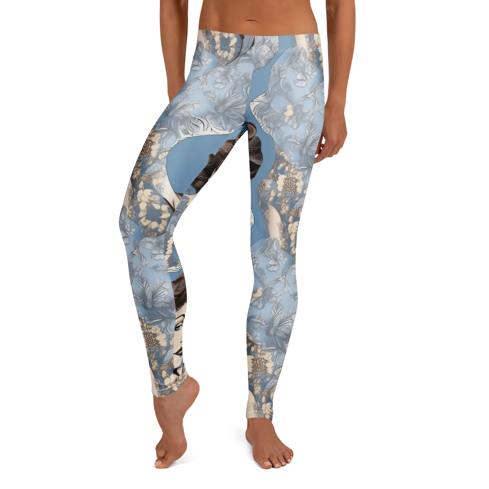 Blue Belle Botanica on Leggings — Front