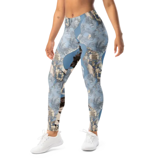 Blue Belle Botanica on a Leggings