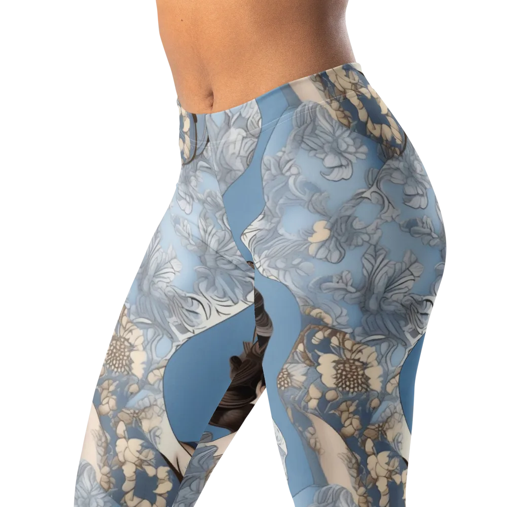 Blue Belle Botanica on Leggings — Left Front