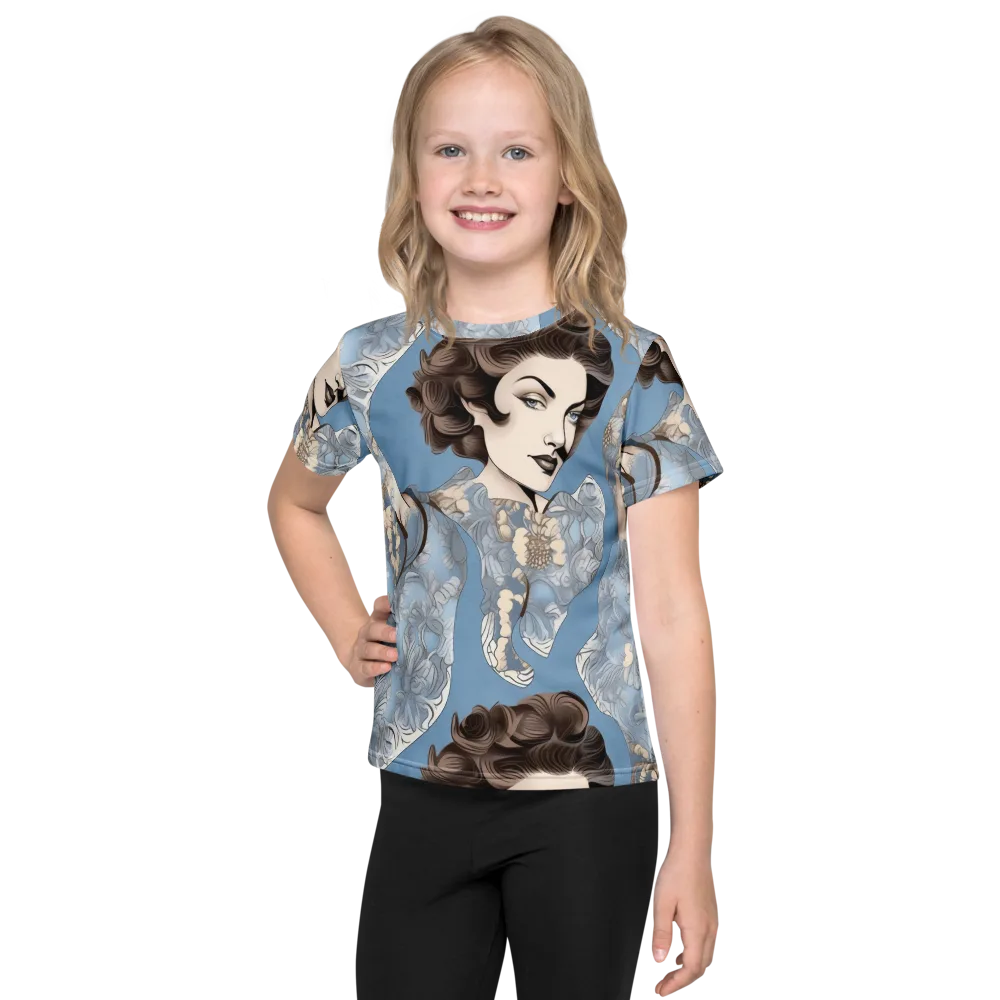 Blue Belle Botanica on Kids Crew Neck T-Shirt — Front