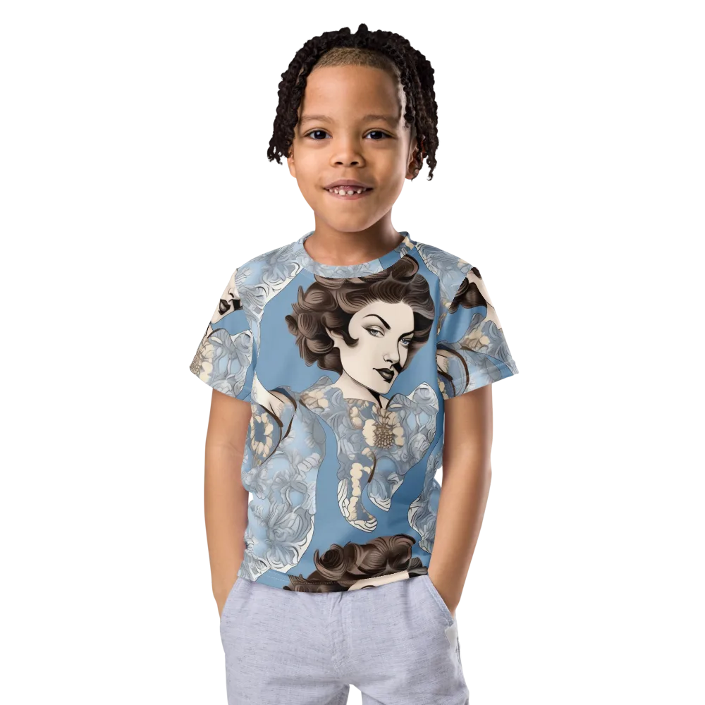 Blue Belle Botanica on Kids Crew Neck T-Shirt — Front