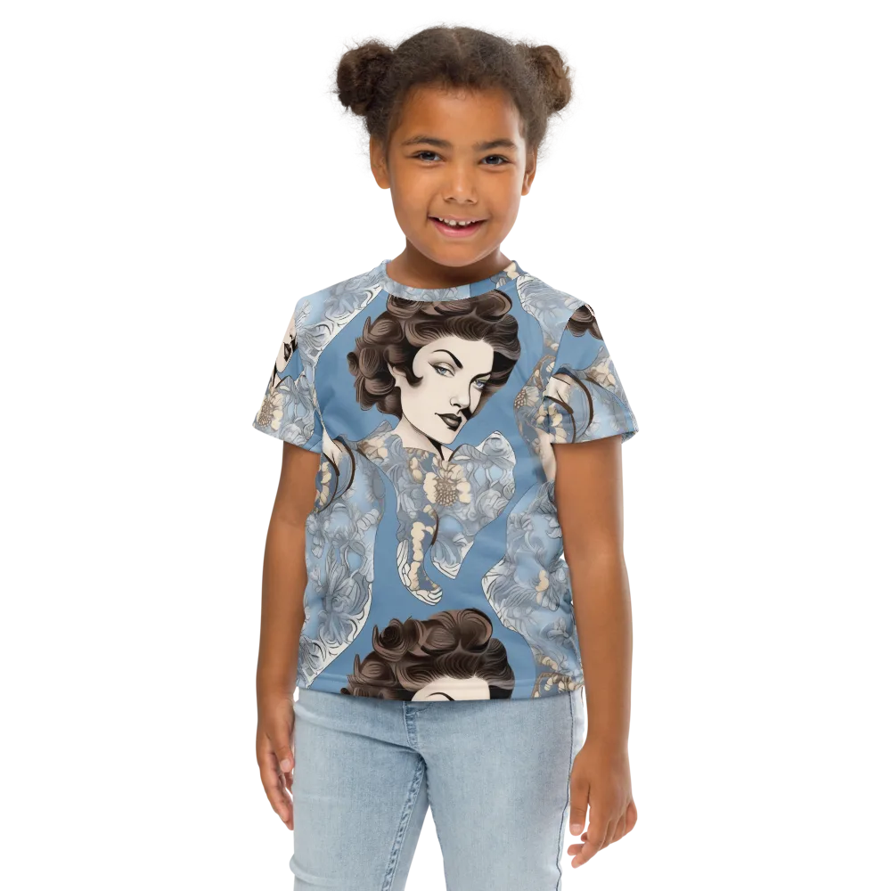 Blue Belle Botanica on Kids Crew Neck T-Shirt — Front