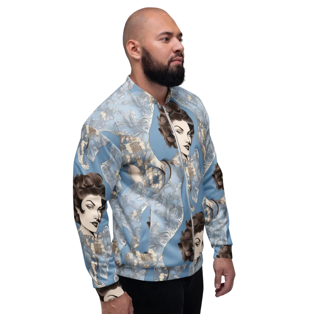 Blue Belle Botanica on Bomber Jacket — Right