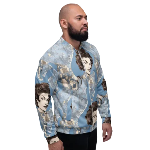Blue Belle Botanica on a Bomber Jacket