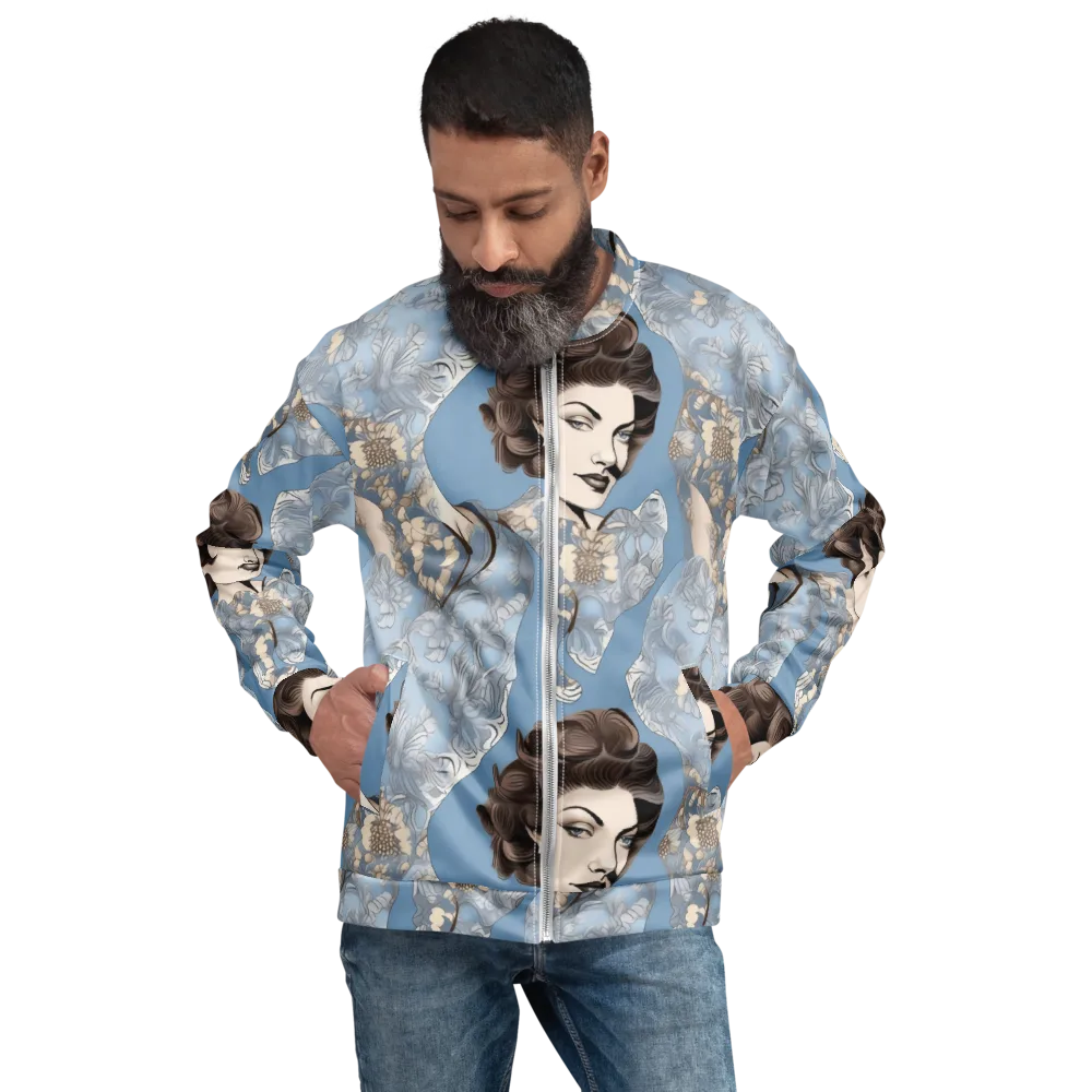 Blue Belle Botanica on Bomber Jacket — Front