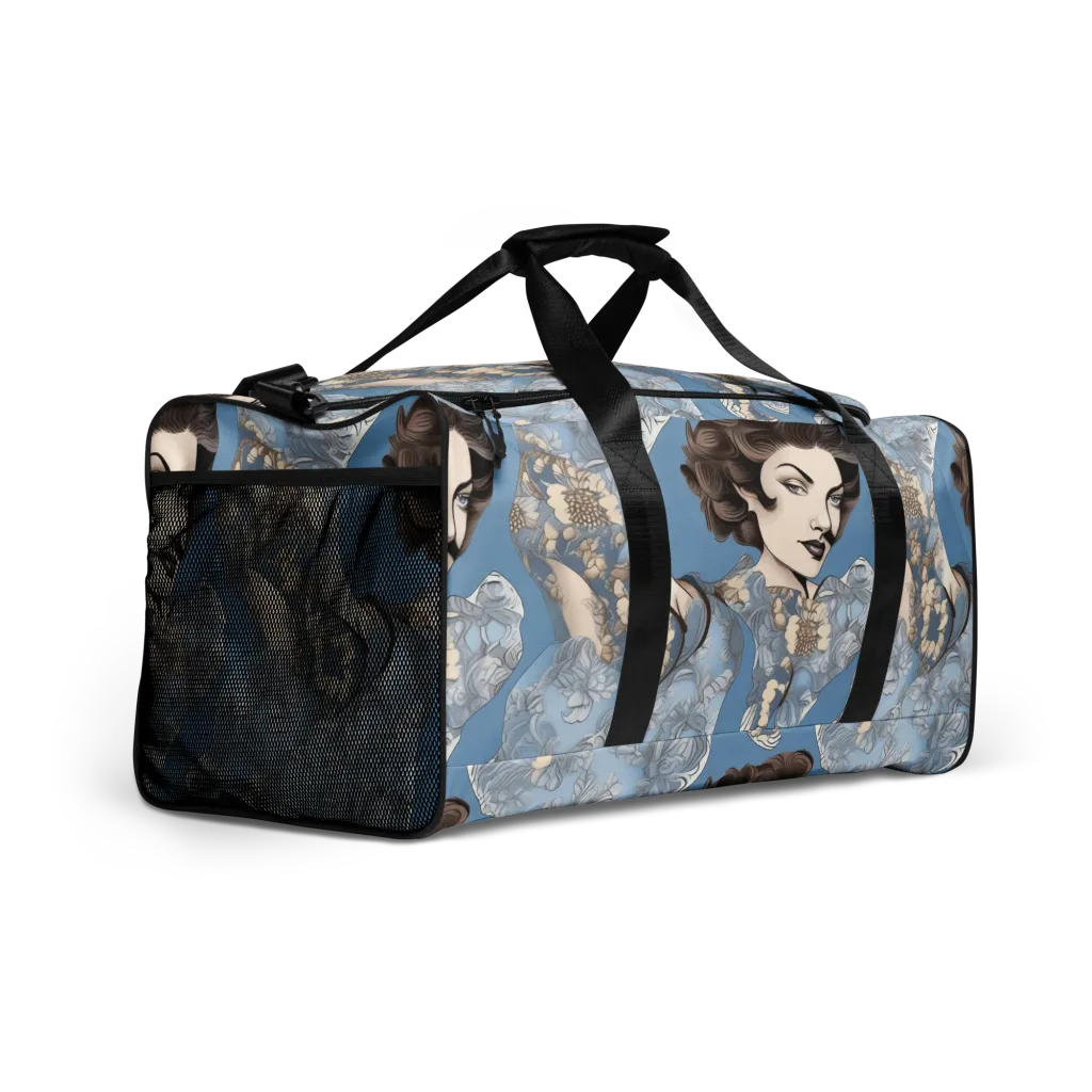 Blue Belle Botanica on Duffle Bag — Right Front