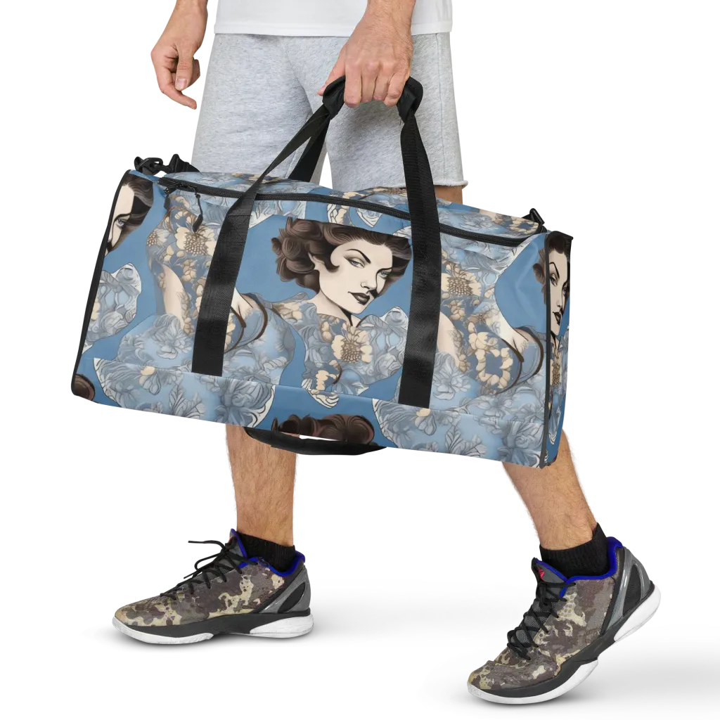 Blue Belle Botanica on Duffle Bag — Front