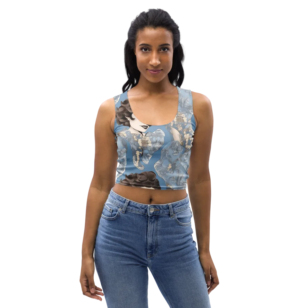Blue Belle Botanica on Crop Top — Front
