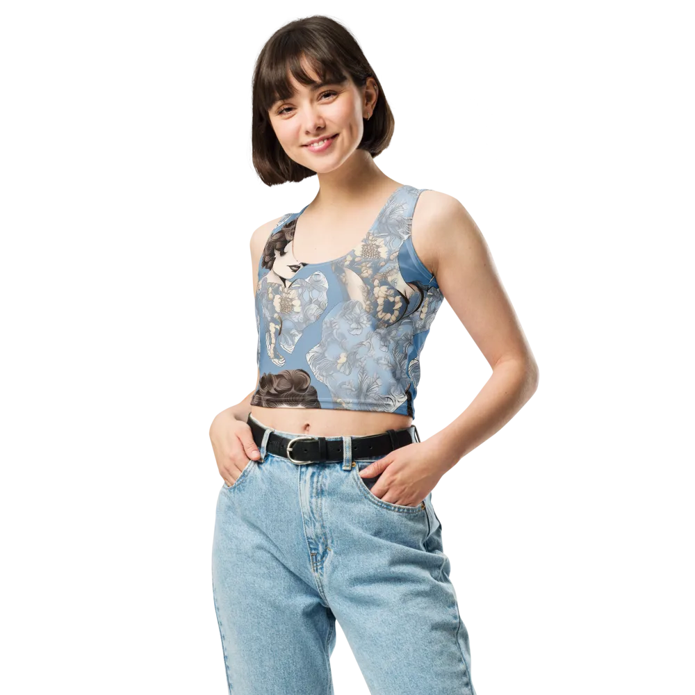 Blue Belle Botanica on Crop Top — Front