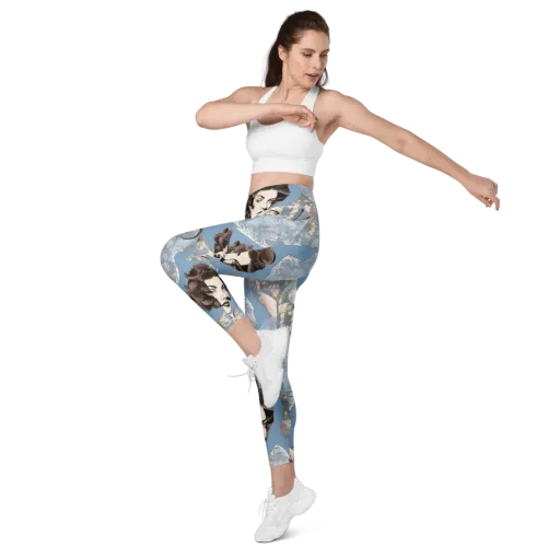Blue Belle Botanica on a Leggings with Pockets