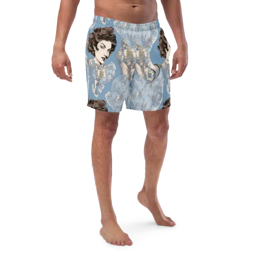 Blue Belle Botanica on a Swim Trunks