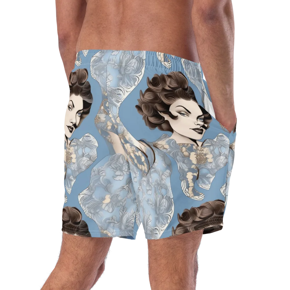 Blue Belle Botanica on Swim Trunks — Right Back