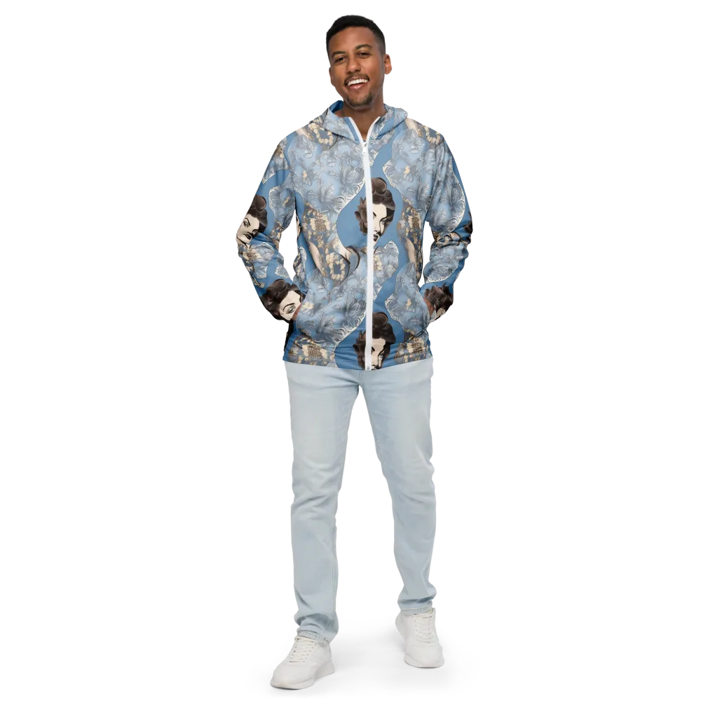 Blue Belle Botanica on Men's Windbreaker — Front