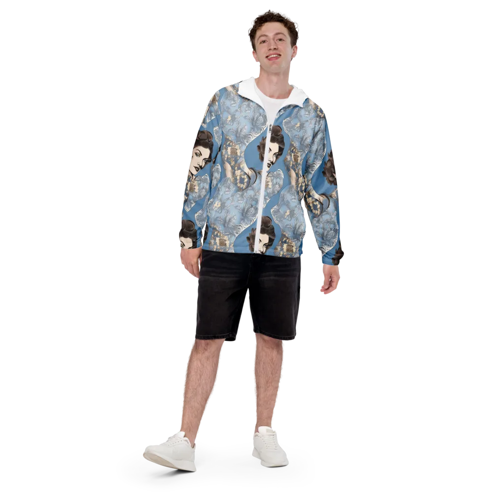 Blue Belle Botanica on Men's Windbreaker — Front
