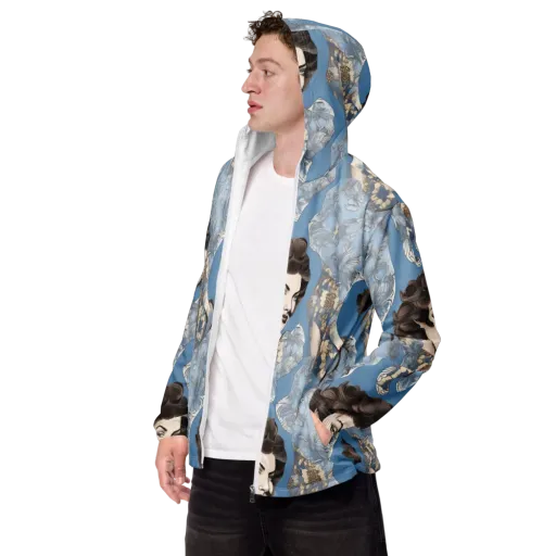 Blue Belle Botanica on a Men's Windbreaker