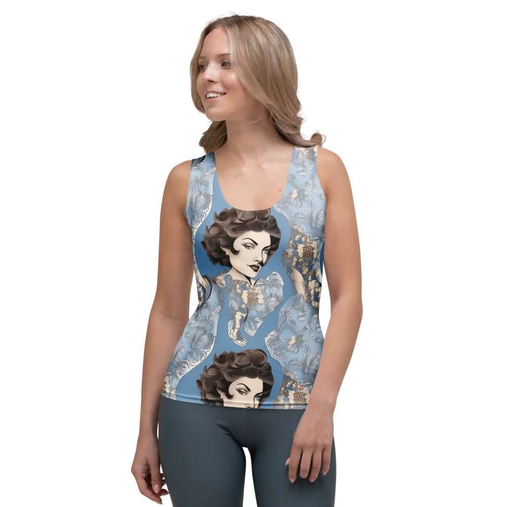 Blue Belle Botanica on Women's Tank Top — Front