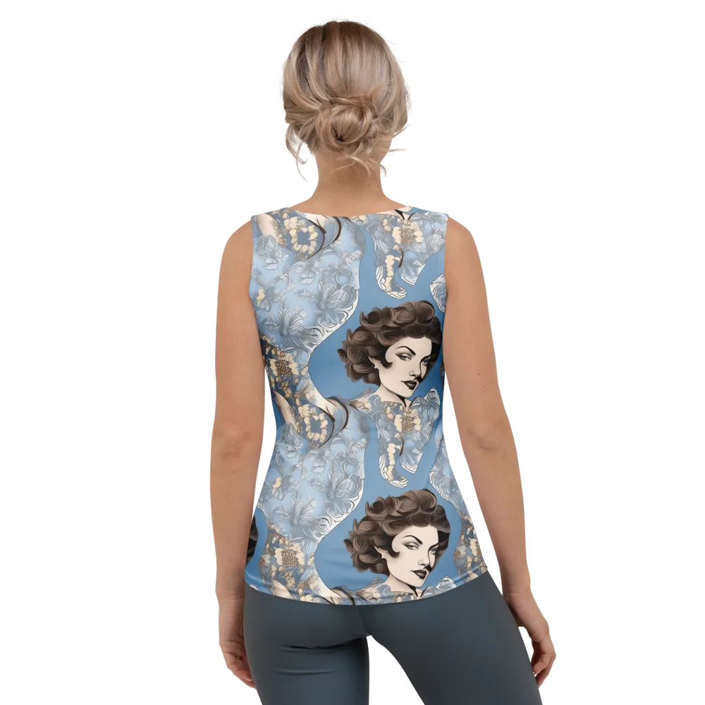 Blue Belle Botanica on Women's Tank Top — Back