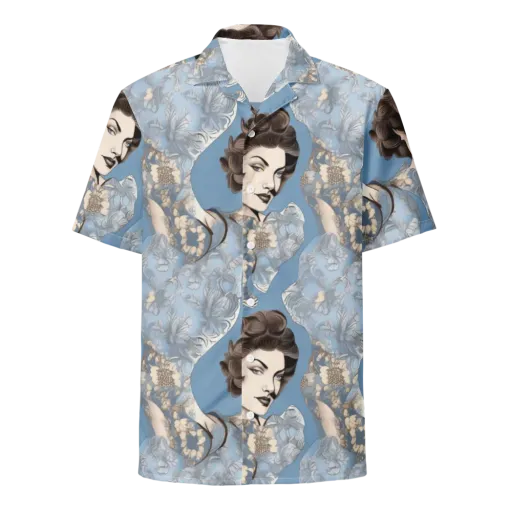 Blue Belle Botanica on a Button Shirt