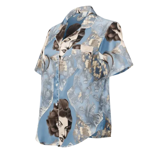 Blue Belle Botanica on a Women's Short Sleeve Pajama Top
