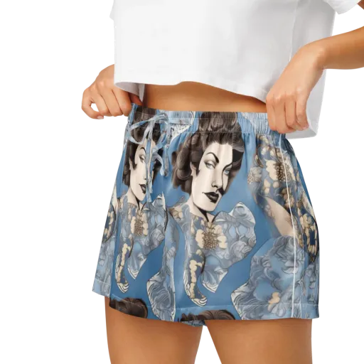 Blue Belle Botanica on a Women's Pajama Shorts