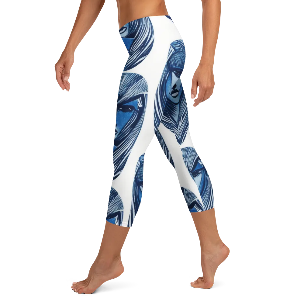 Indigo Visage on Capri Leggings — Left