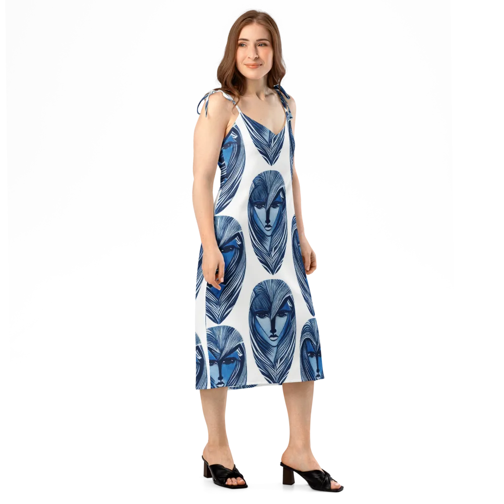 Indigo Visage on Slip Dress — Right Front