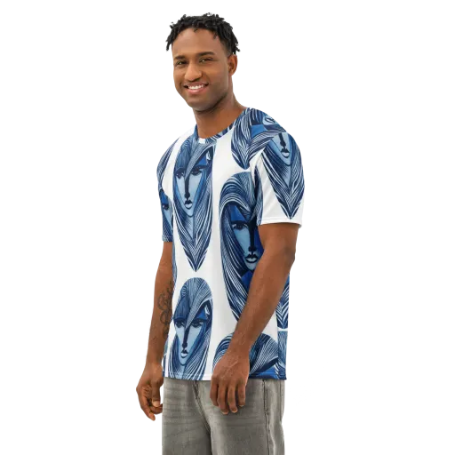 Indigo Visage on a Men's Cotton Crew Neck T-Shirt