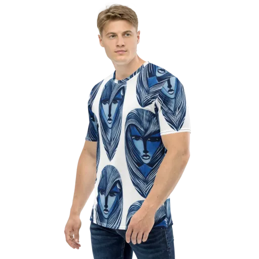 Indigo Visage on a Men's Crew Neck T-Shirt