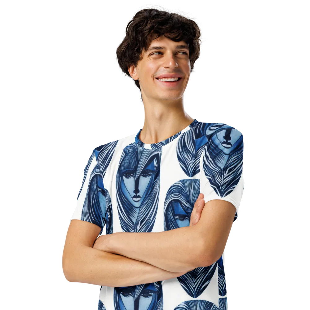 Indigo Visage on Men's Crew Neck T-Shirt — Left Front