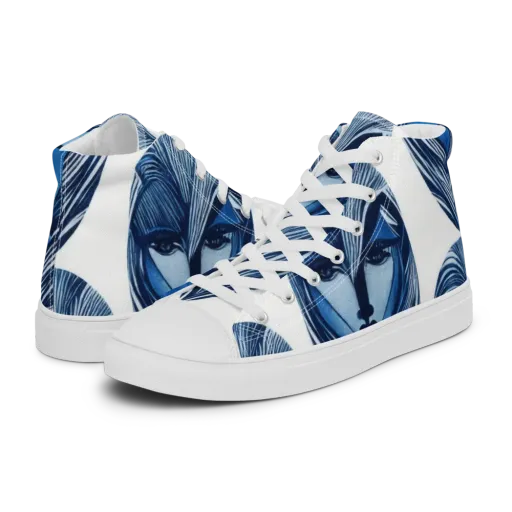 Indigo Visage on a Men's High Top Canvas Shoes