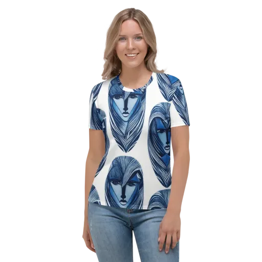Indigo Visage on a Women's Crew Neck T-Shirt
