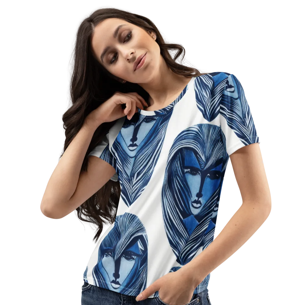 Indigo Visage on Women's Crew Neck T-Shirt — Left Front