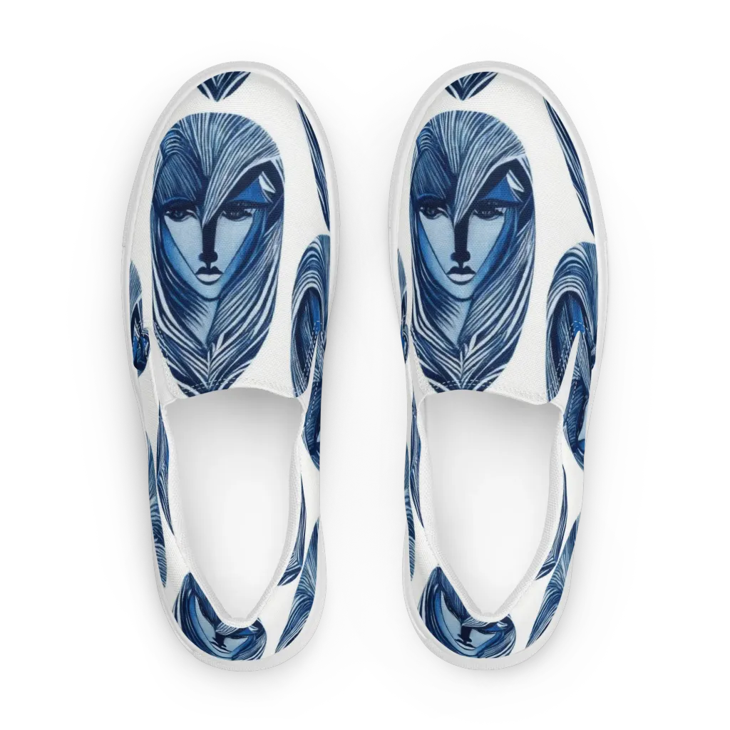 Indigo Visage on Men's Slip-On Canvas Shoes — Front