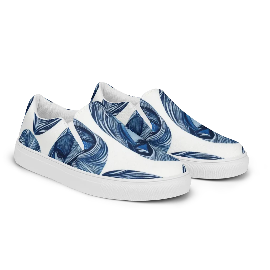 Indigo Visage on Men's Slip-On Canvas Shoes — Right Front