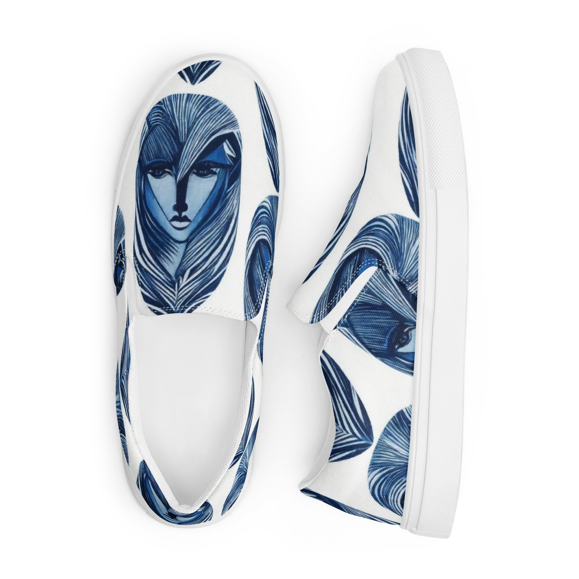 Indigo Visage on Men's Slip-On Canvas Shoes — Front