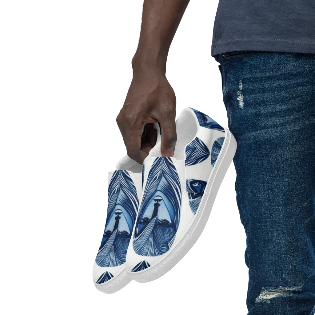 Indigo Visage on Men's Slip-On Canvas Shoes — Left Front