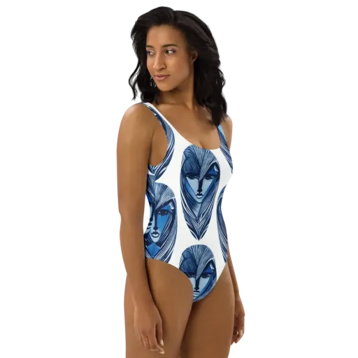 Indigo Visage on a One-Piece Swimsuit