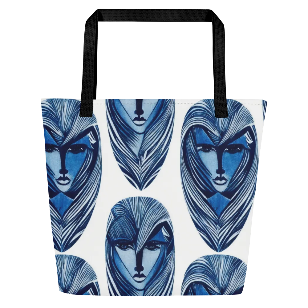 Indigo Visage on Large Tote Bag W/ Pocket — Front