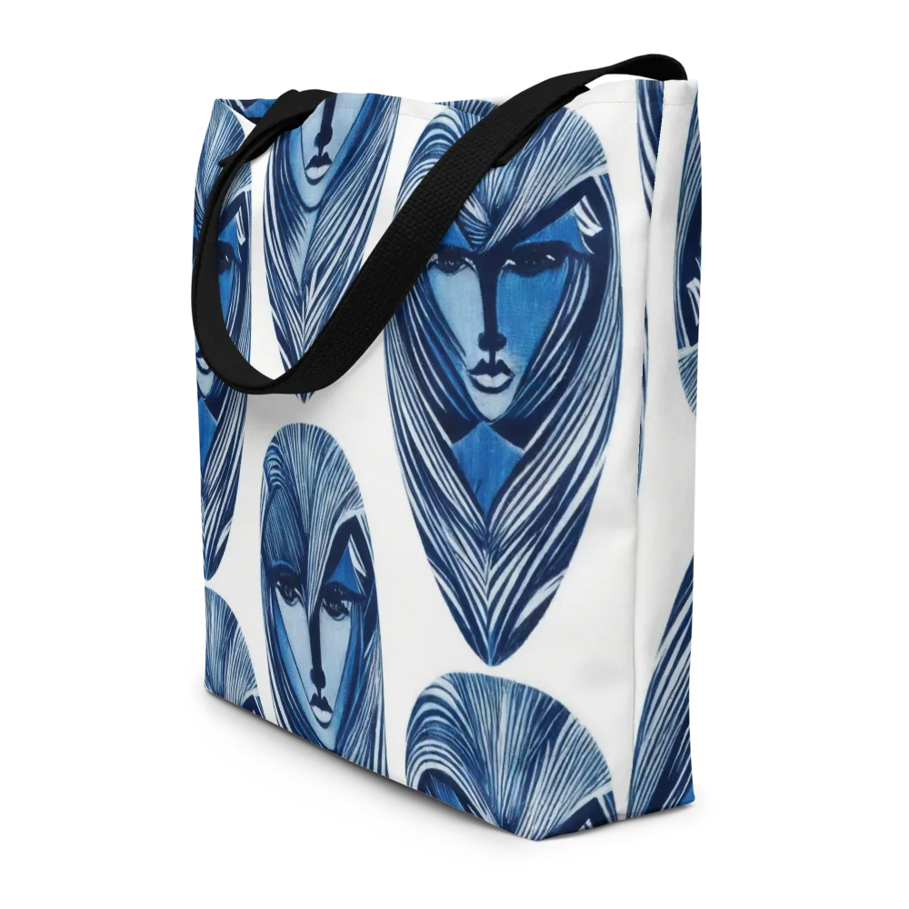 Indigo Visage on Large Tote Bag W/ Pocket — Front