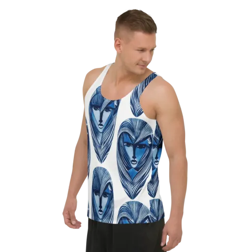 Indigo Visage on a Men's Tank Top