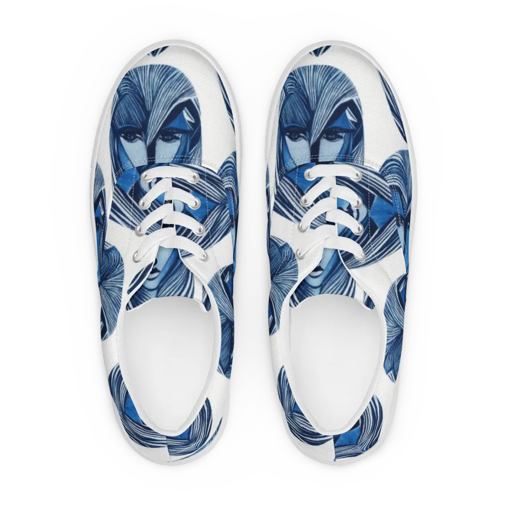 Indigo Visage on Men's Lace-Up Canvas Shoes — Front