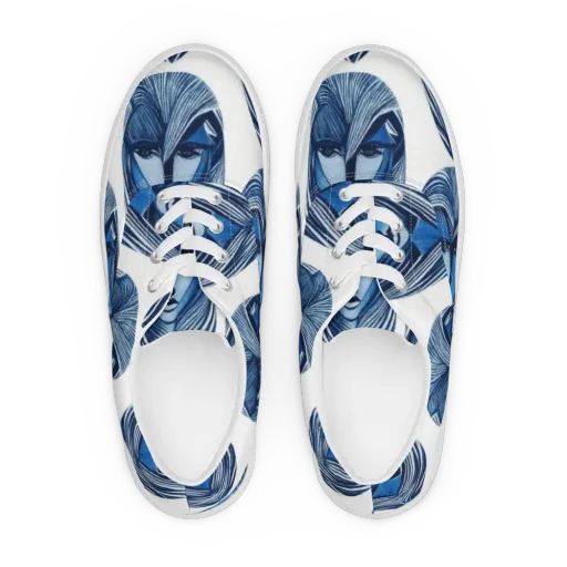 Indigo Visage on a Men's Lace-Up Canvas Shoes